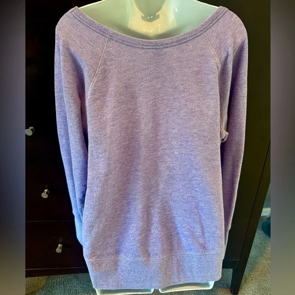 Zella Women's Purple Lavender Hi-Lo Curve Hem Wide Neck Sweatshirt, Medium, EUC - Picture 2 of 4